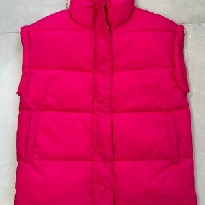 Hot Pink Puffer Vest - Sleeveless Quilted Jacket
